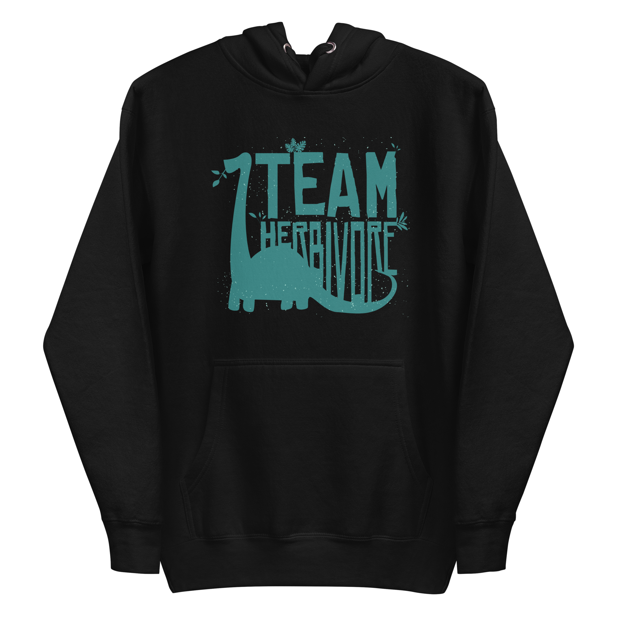 unisex-premium-pullover-hoodie-black-front-6a88b5457f48c.png Team Herbivore Dinosaur Hoodie