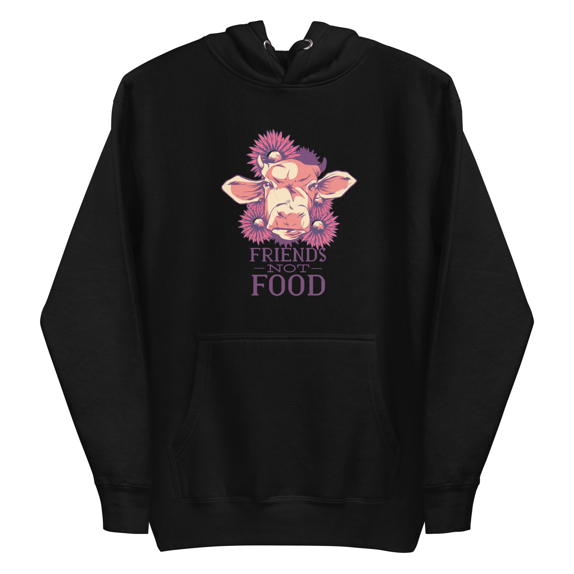 unisex-premium-pullover-hoodie-black-front-6a88b9c4a6764.png Friends Not Food Hoodie