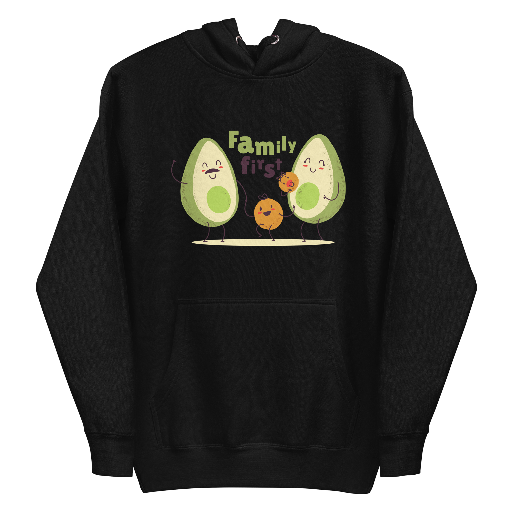 unisex-premium-pullover-hoodie-black-front-6a89b201423d7.png Cute Avocado Family Hoodie