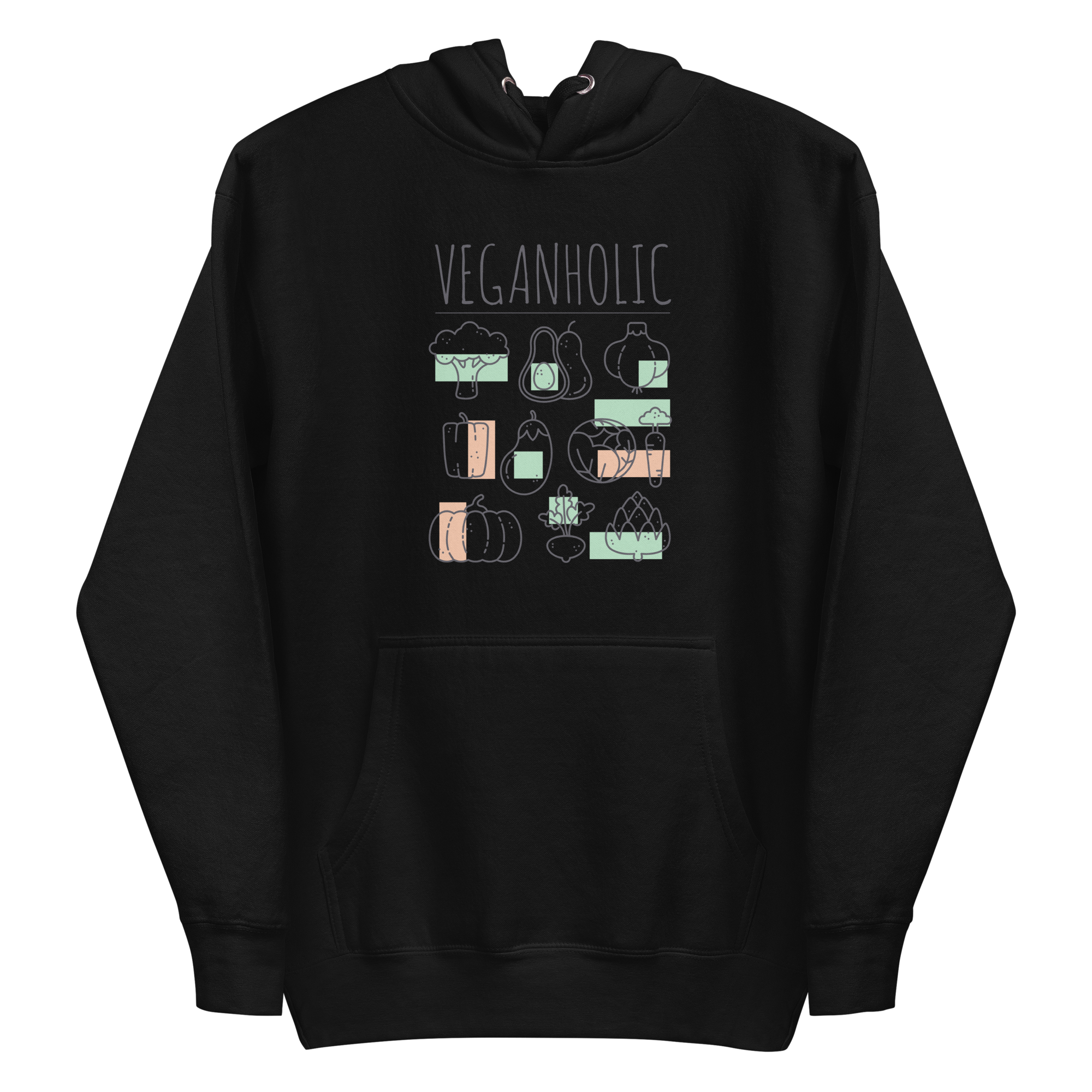 unisex-premium-pullover-hoodie-black-front-6a89d38eb7d4c.png Veganholic Hoodie