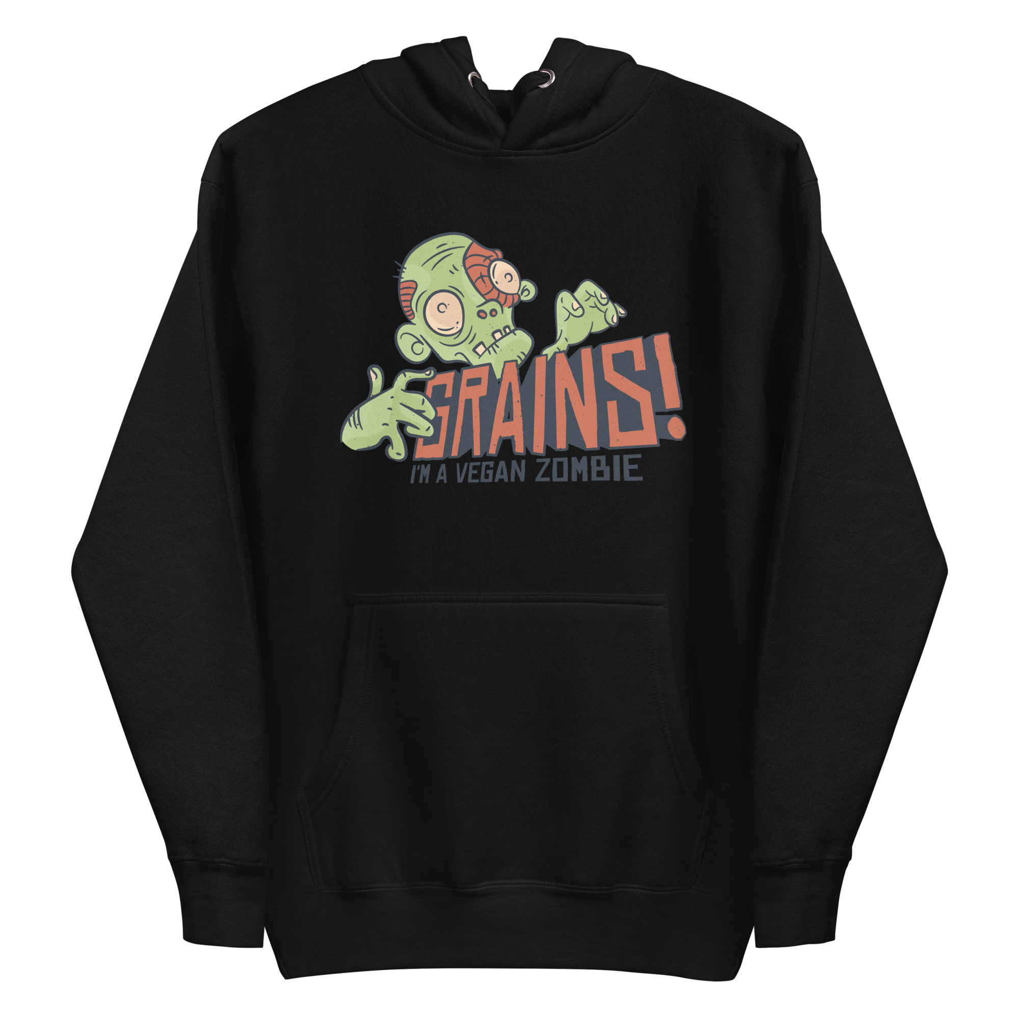 unisex-premium-pullover-hoodie-black-front-6a8a020d1b21d.png Grains Vegan Zombie Hoodie