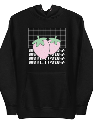 unisex-premium-pullover-hoodie-black-front-6a8a0c6c10299.png Vaporware Strawberries Hoodie