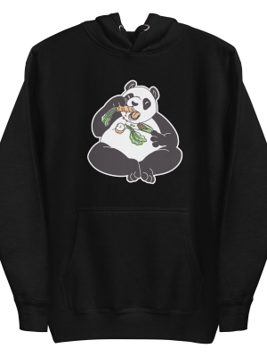 unisex-premium-pullover-hoodie-black-front-6a8a0e049766b.png Panda Eating Hoodie