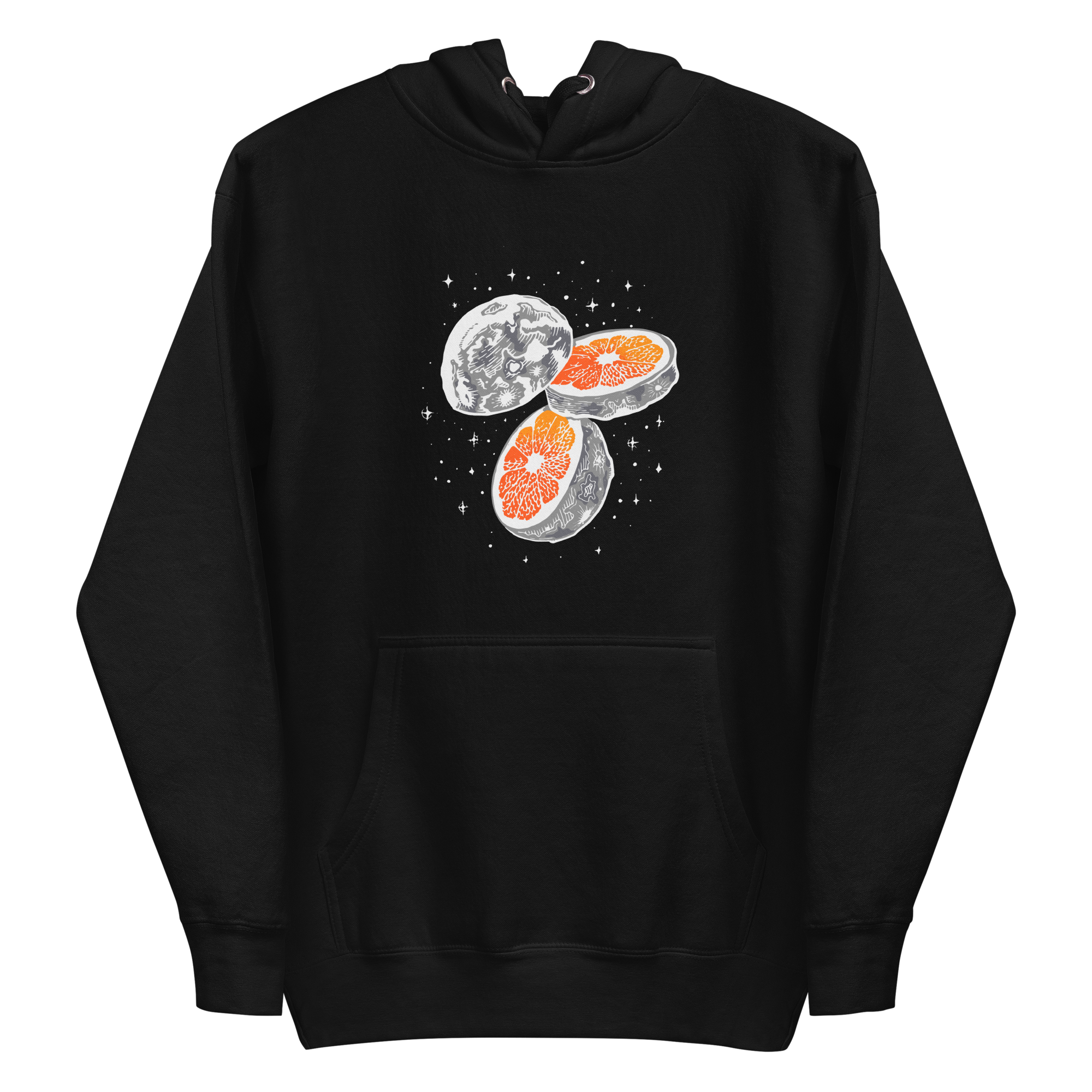 unisex-premium-pullover-hoodie-black-front-6a8a169f4ec69.png Moon Orange Hoodie
