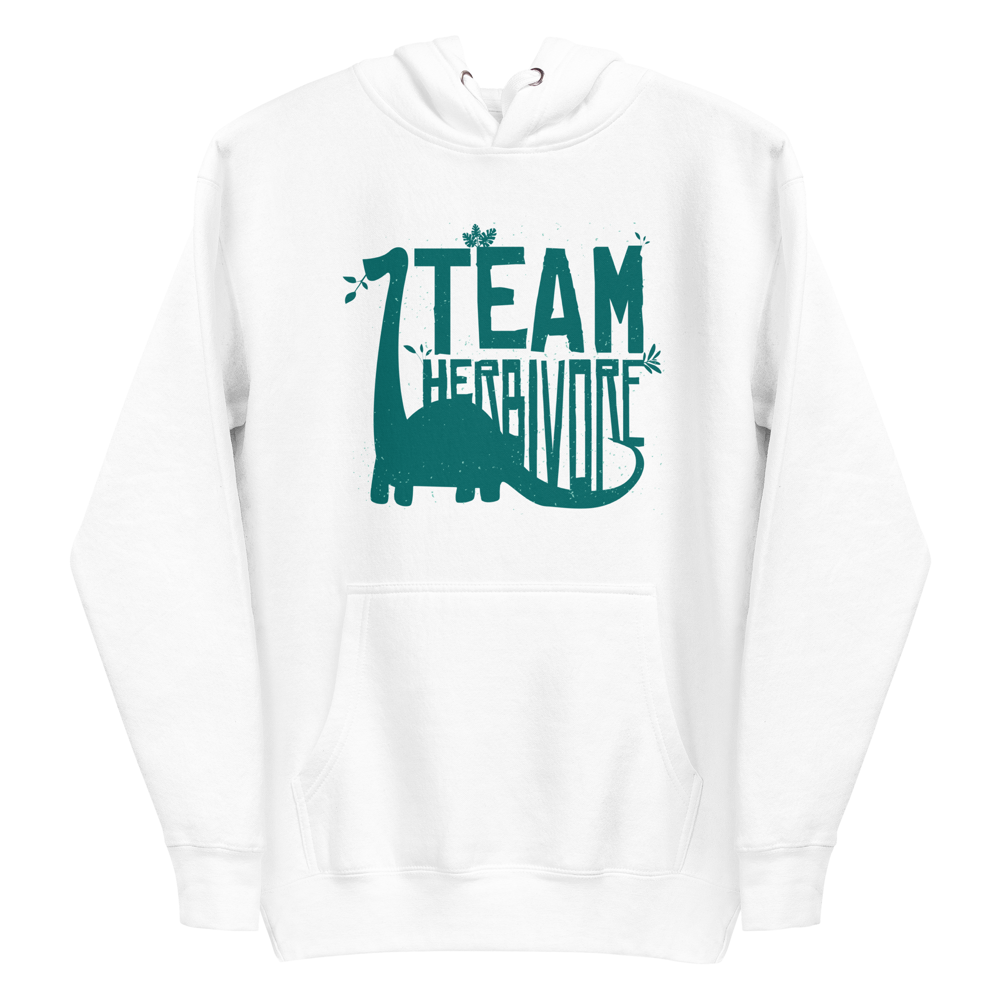 unisex-premium-pullover-hoodie-white-front-6a88b5457d606.png Team Herbivore Dinosaur Hoodie
