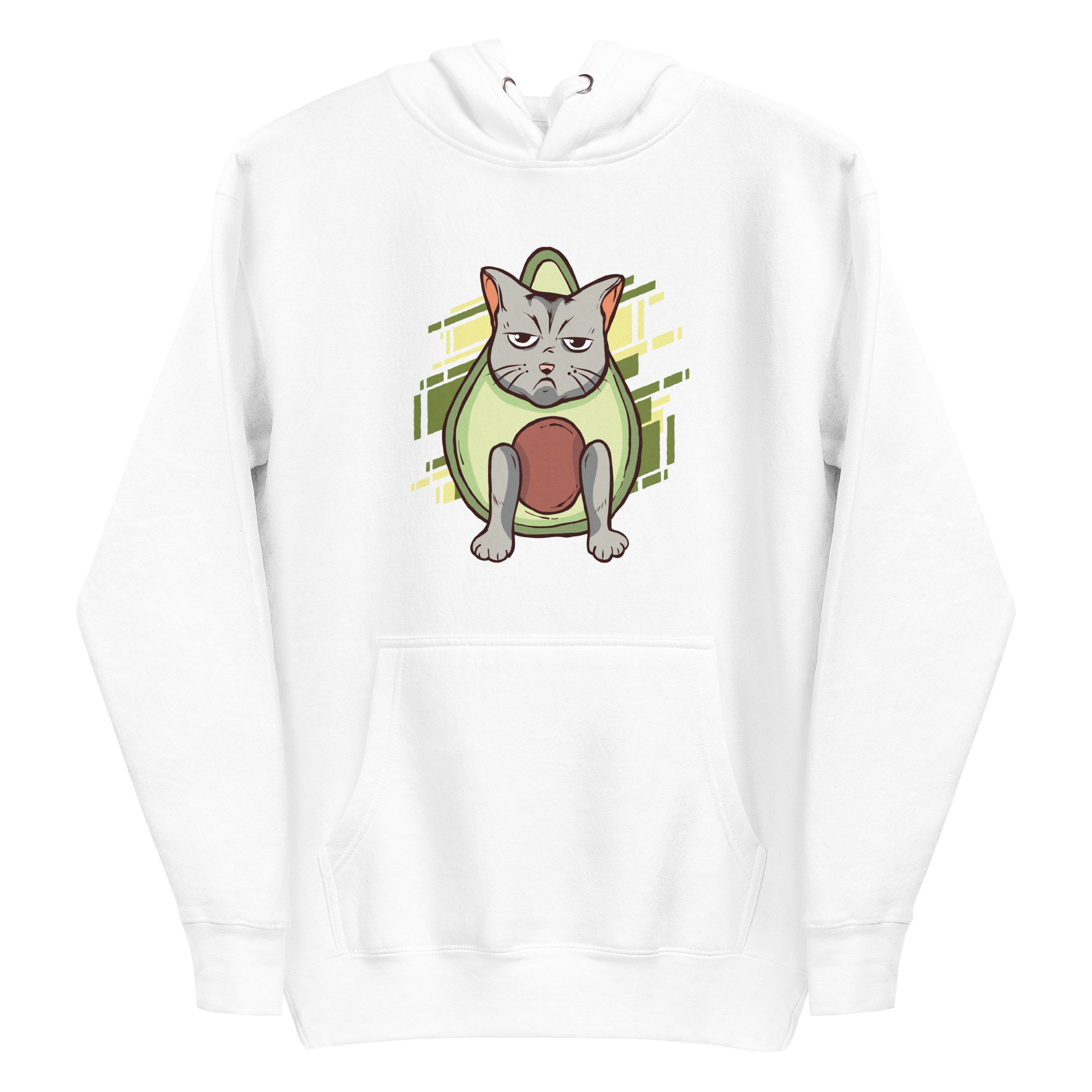 unisex-premium-pullover-hoodie-white-front-6a89b23f209a1.png Grumpy Avocado Cat Hoodie