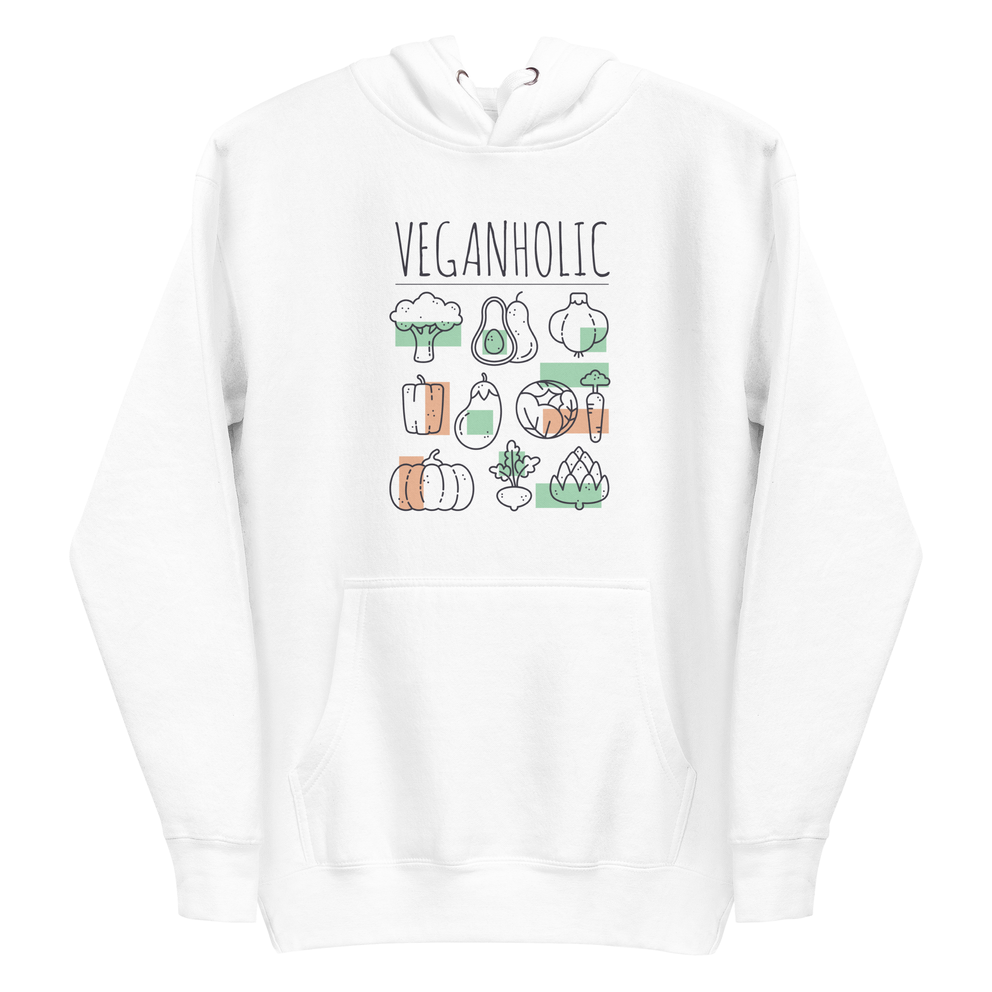 unisex-premium-pullover-hoodie-white-front-6a89d38eb6364.png Veganholic Hoodie