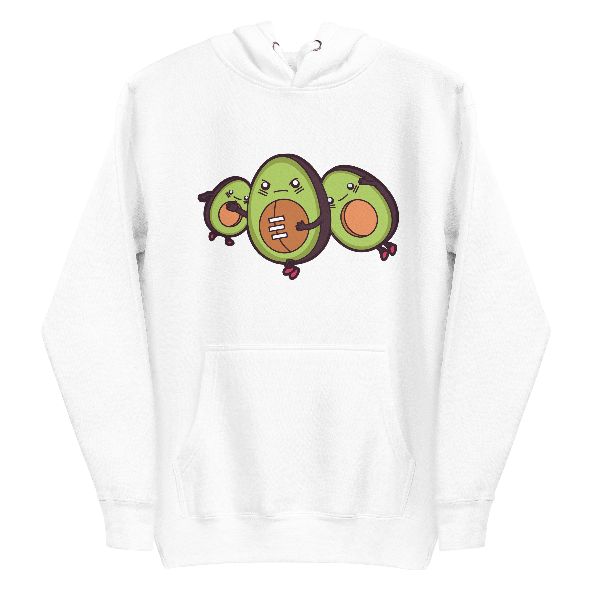 unisex-premium-pullover-hoodie-white-front-6a89f54fe9c85.png Avocado Football Hoodie
