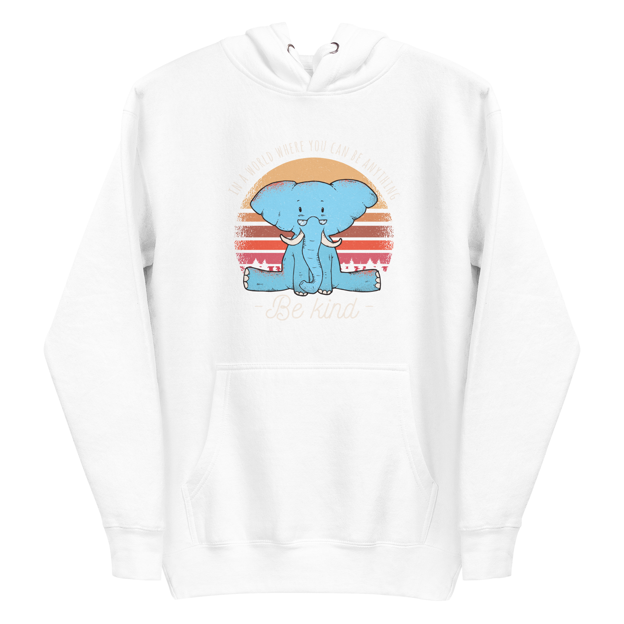 unisex-premium-pullover-hoodie-white-front-6a89f869bb6d5.png Be Kind Elephant Hoodie