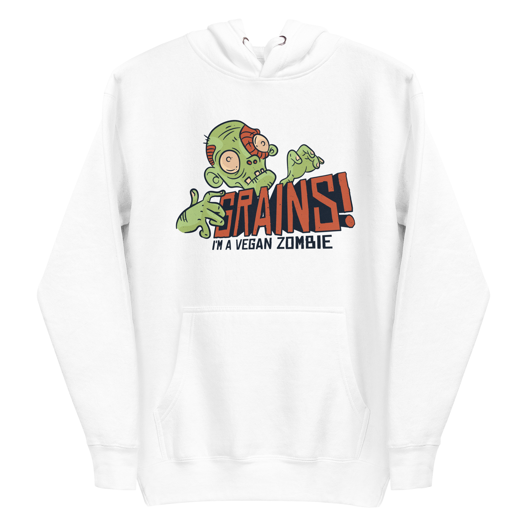 unisex-premium-pullover-hoodie-white-front-6a8a020d1965c.png Grains Vegan Zombie Hoodie