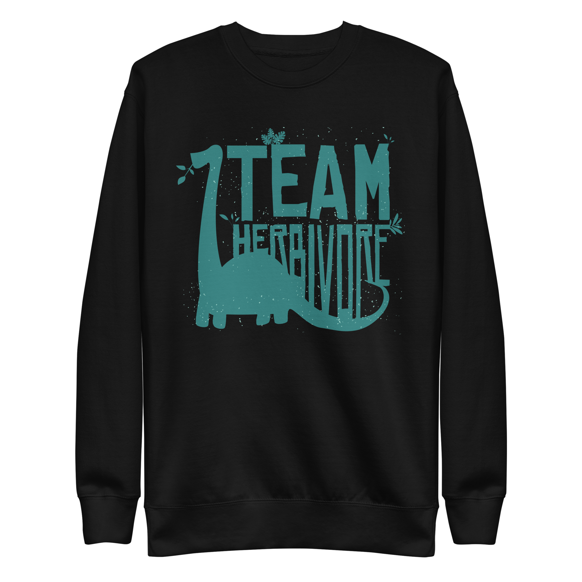 unisex-premium-sweatshirt-black-front-6a88b5461d2a0.png Team Herbivore Dinosaur Sweatshirt