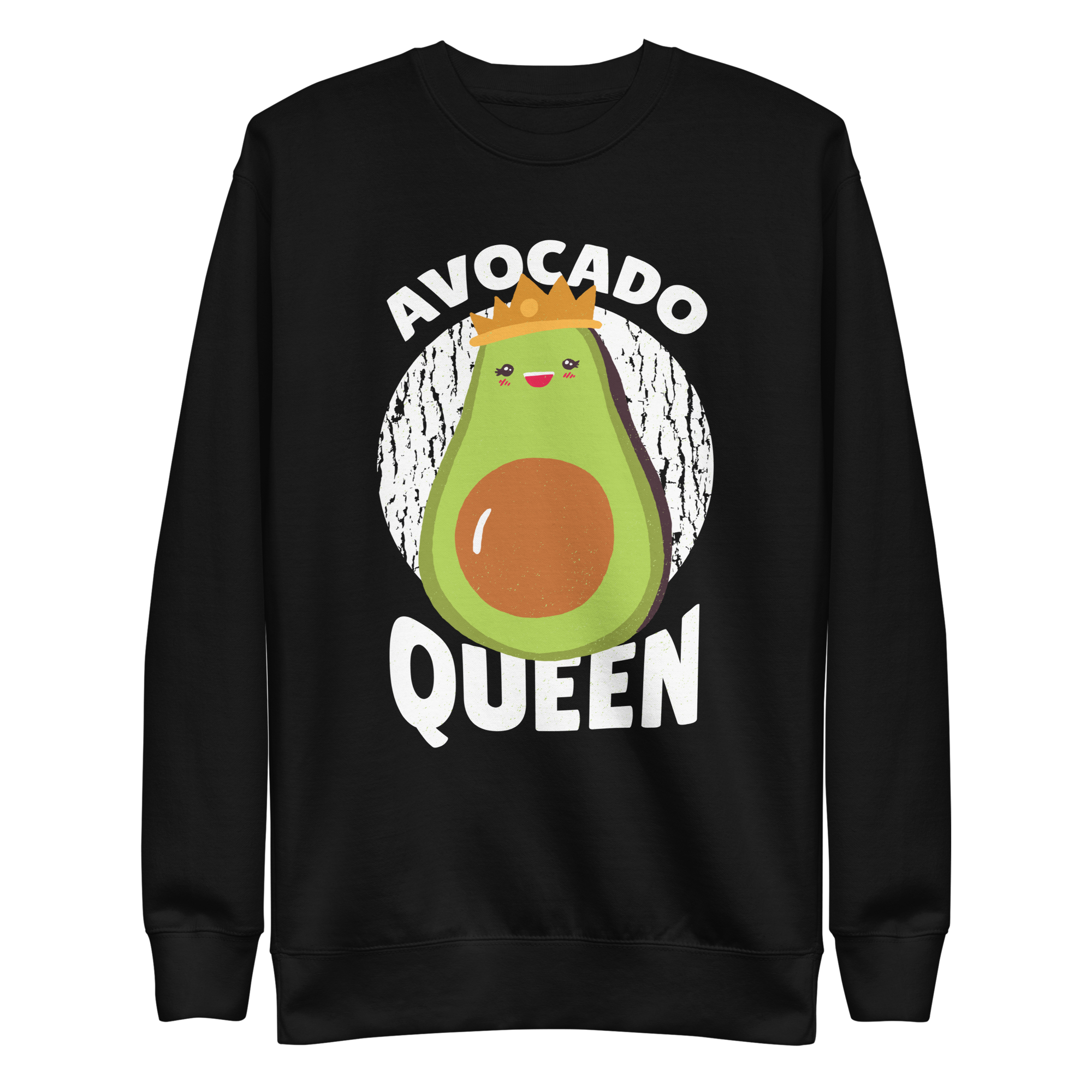 unisex-premium-sweatshirt-black-front-6a89b1ca068ea.png Avocado Queen Sweatshirt