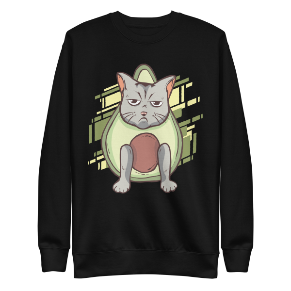 unisex-premium-sweatshirt-black-front-6a89b23f786b4.png Grumpy Avocado Cat Sweatshirt