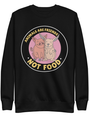 unisex-premium-sweatshirt-black-front-6a89d55ece28c.png Animals Are Friends Sweatshirt