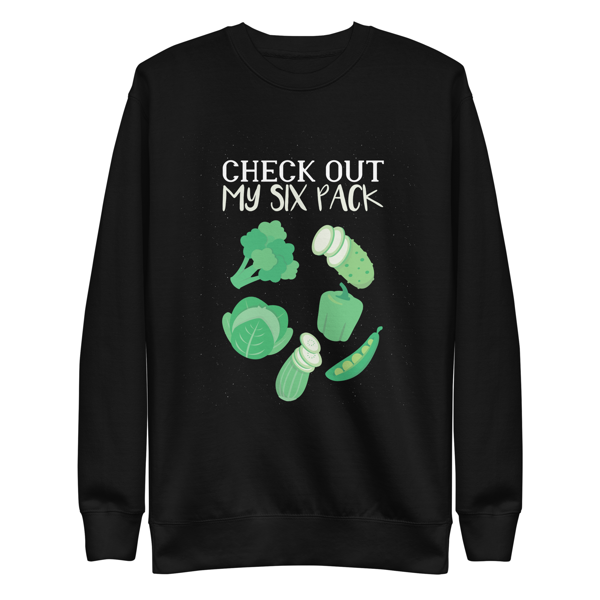 unisex-premium-sweatshirt-black-front-6a89e2f836406.png Six Pack Sweatshirt