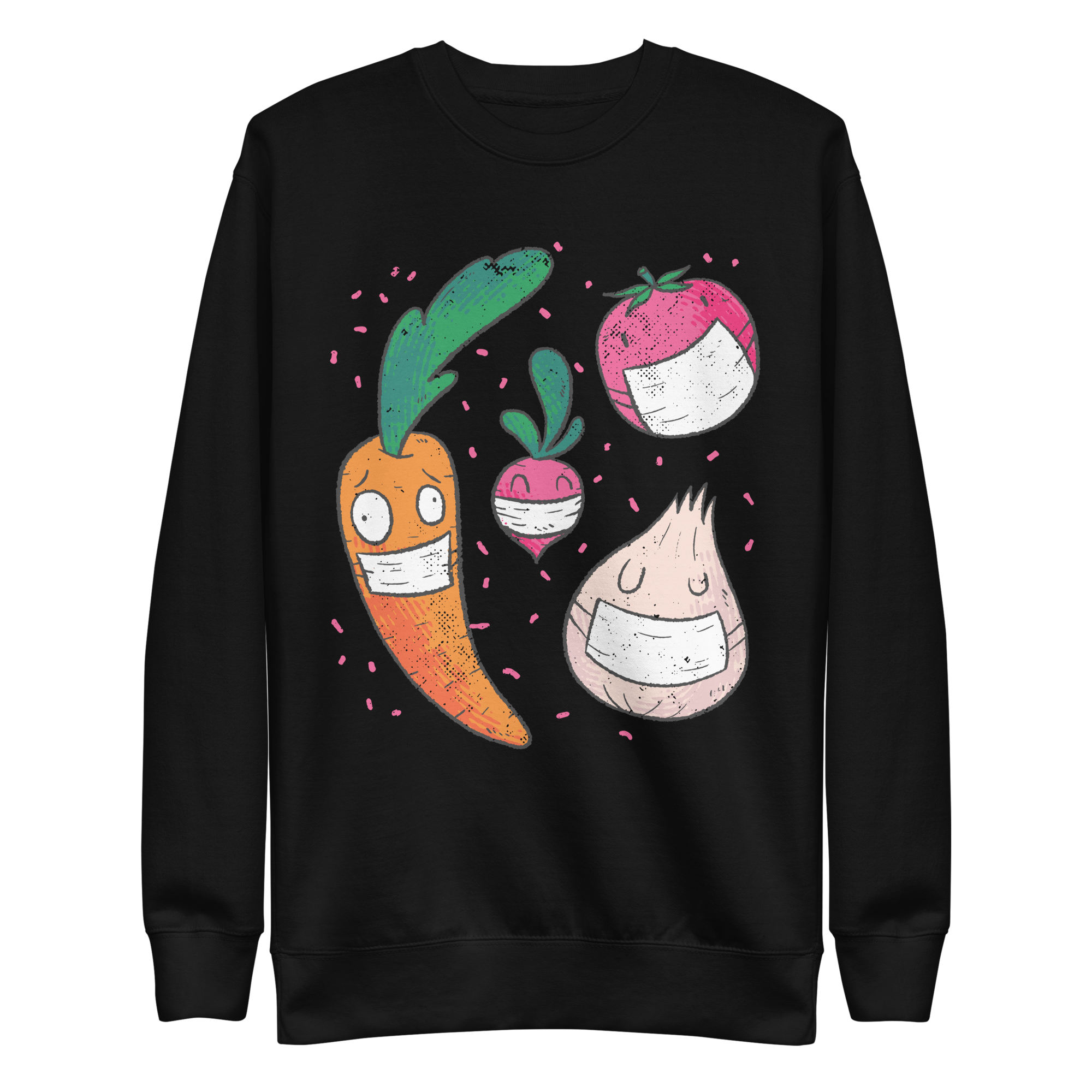 unisex-premium-sweatshirt-black-front-6a89e3b61969d.png Face Mask Veggies Sweatshirt
