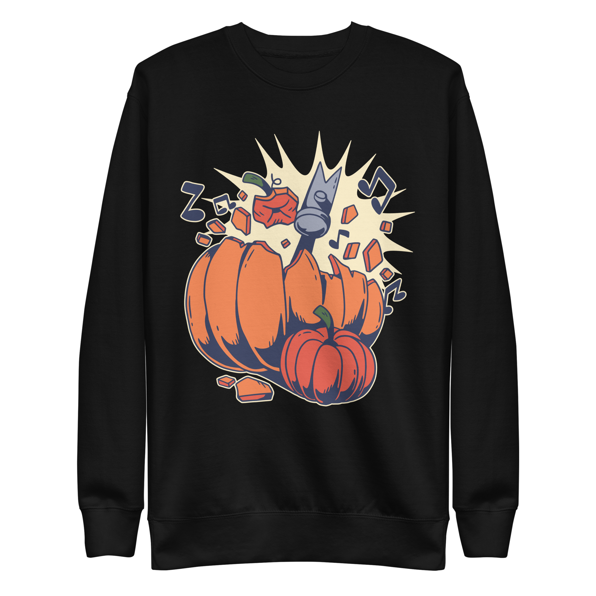 unisex-premium-sweatshirt-black-front-6a89f43225766.png Breaking Pumpkin Sweatshirt