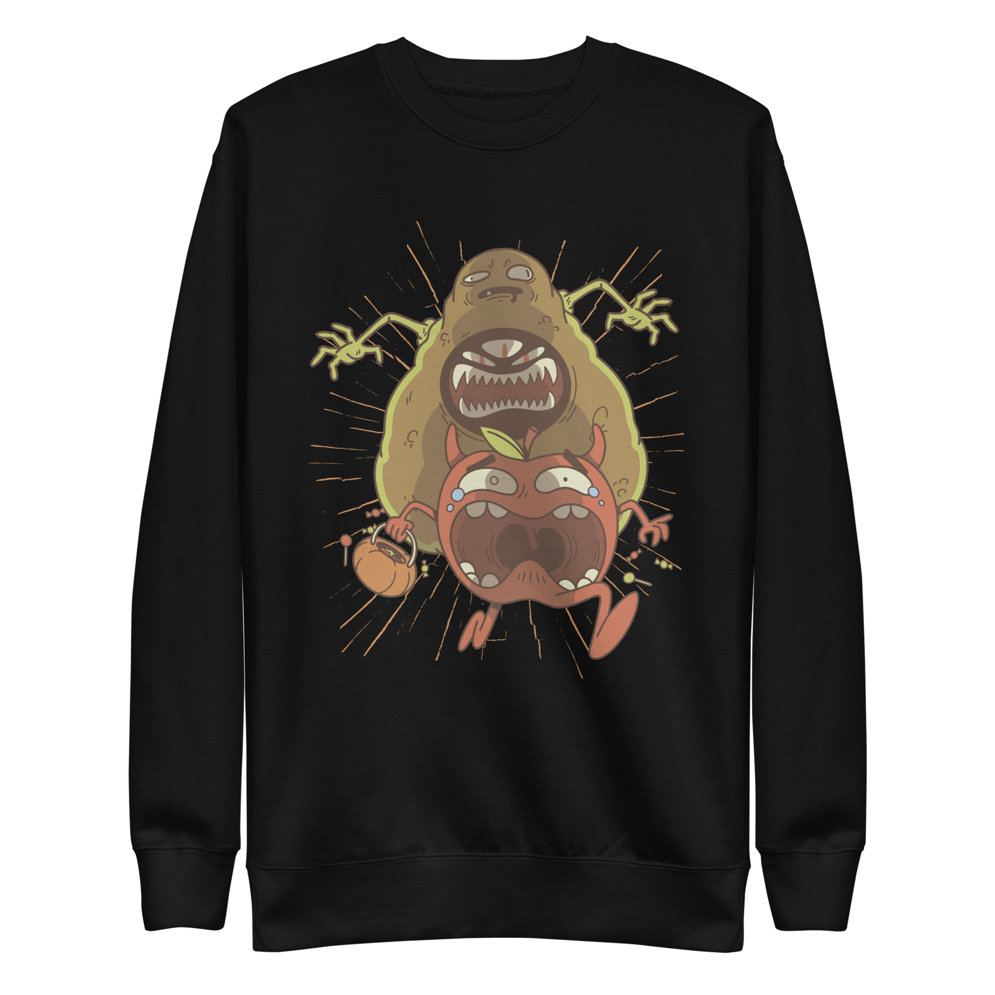 unisex-premium-sweatshirt-black-front-6a89f68bd0218.png Avocado Monster Sweatshirt