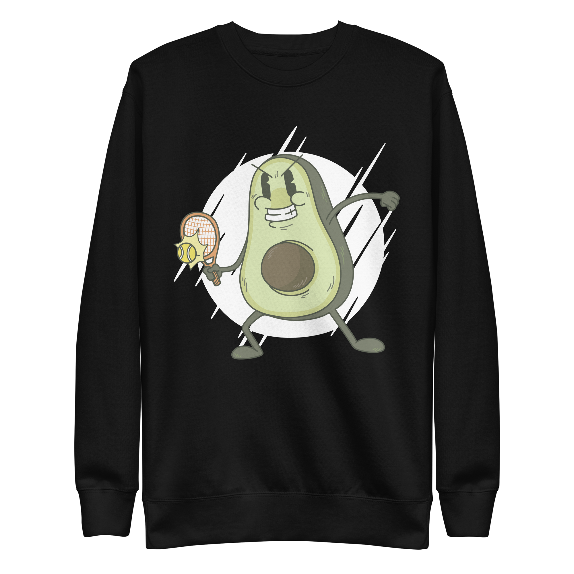 unisex-premium-sweatshirt-black-front-6a89f6e3ef770.png Avocado Tennis Sweatshirt