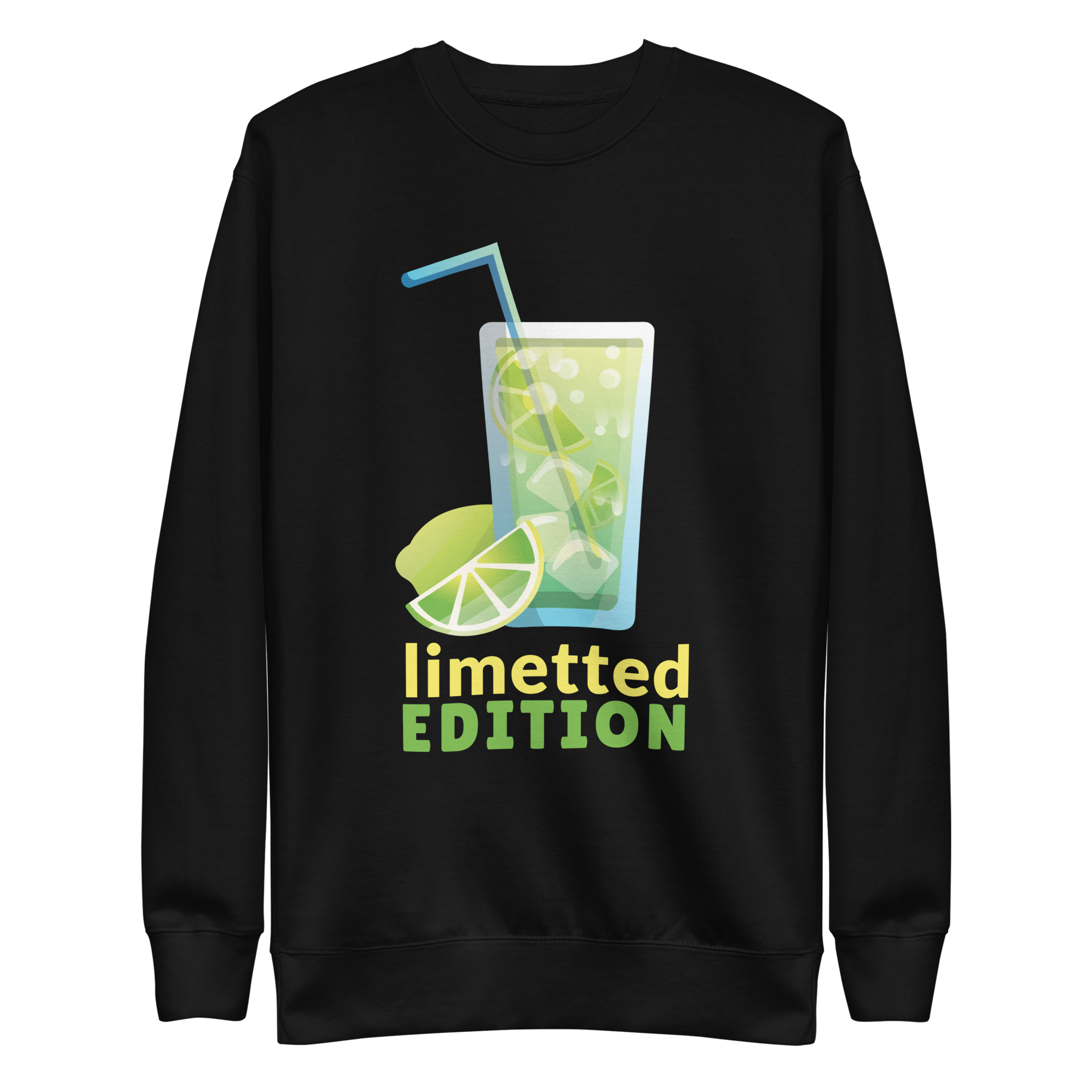 unisex-premium-sweatshirt-black-front-6a89fa72f0478.png Lime Beverage Sweatshirt