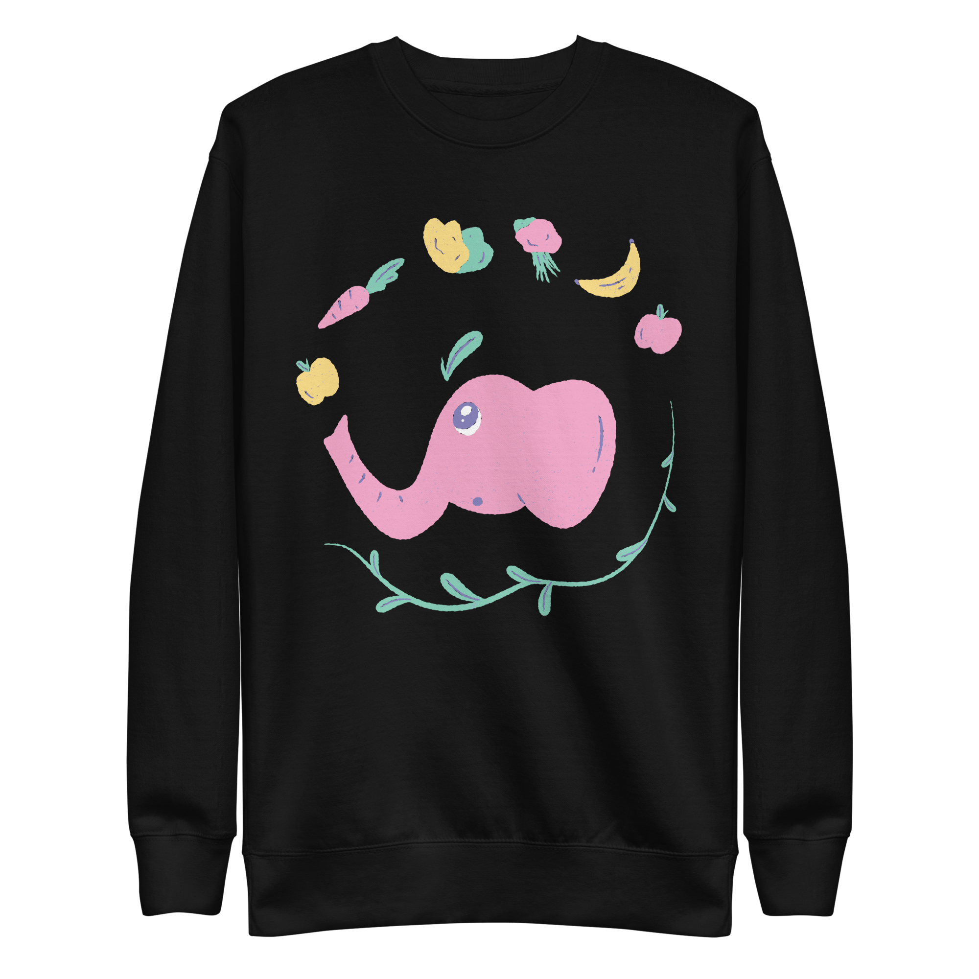 unisex-premium-sweatshirt-black-front-6a8a02e9c76c3.png Vegan Elephant Sweatshirt