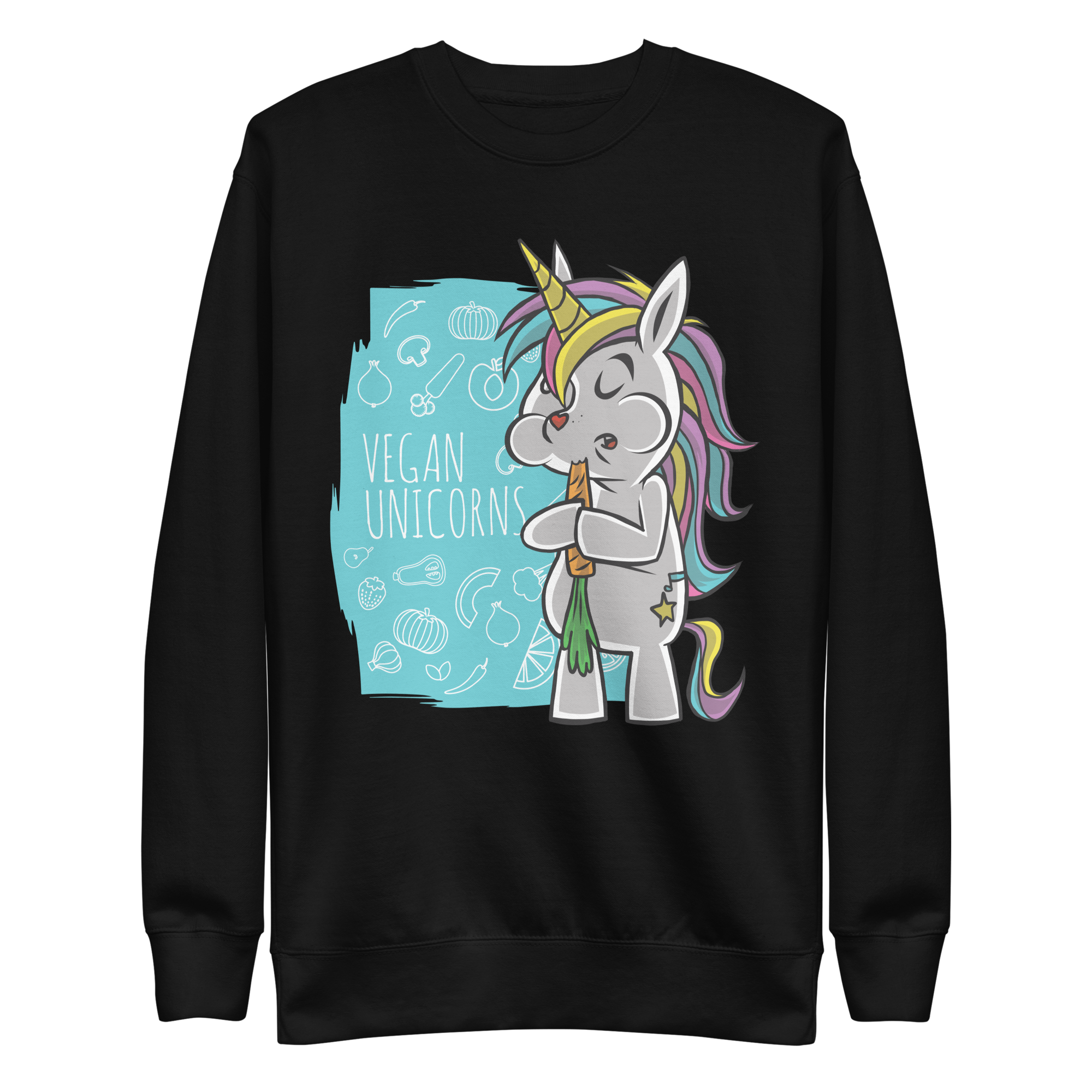 unisex-premium-sweatshirt-black-front-6a8a040d2eec7.png Vegan Unicorn Sweatshirt