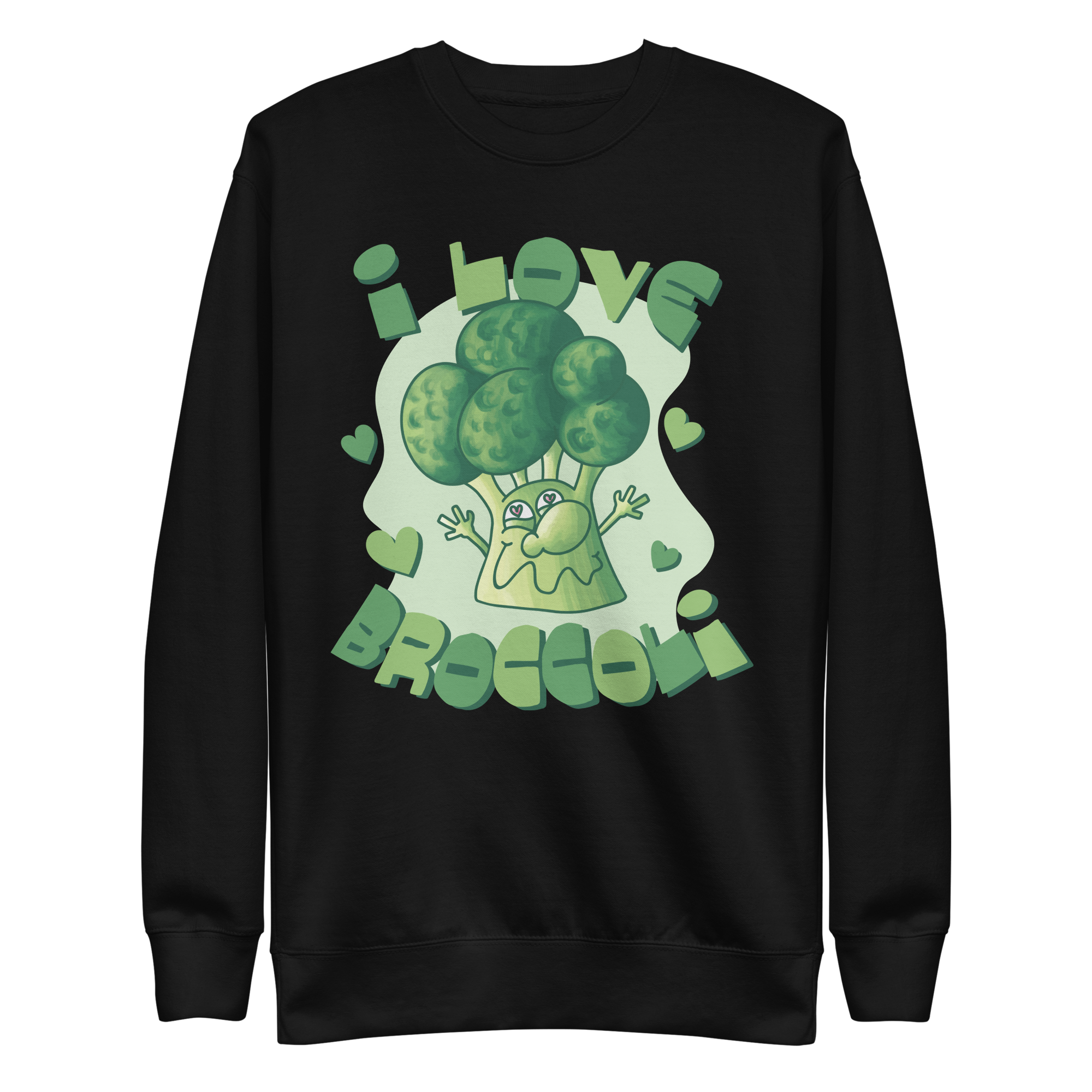 unisex-premium-sweatshirt-black-front-6a8a068defad6.png Broccoli Lover Sweatshirt
