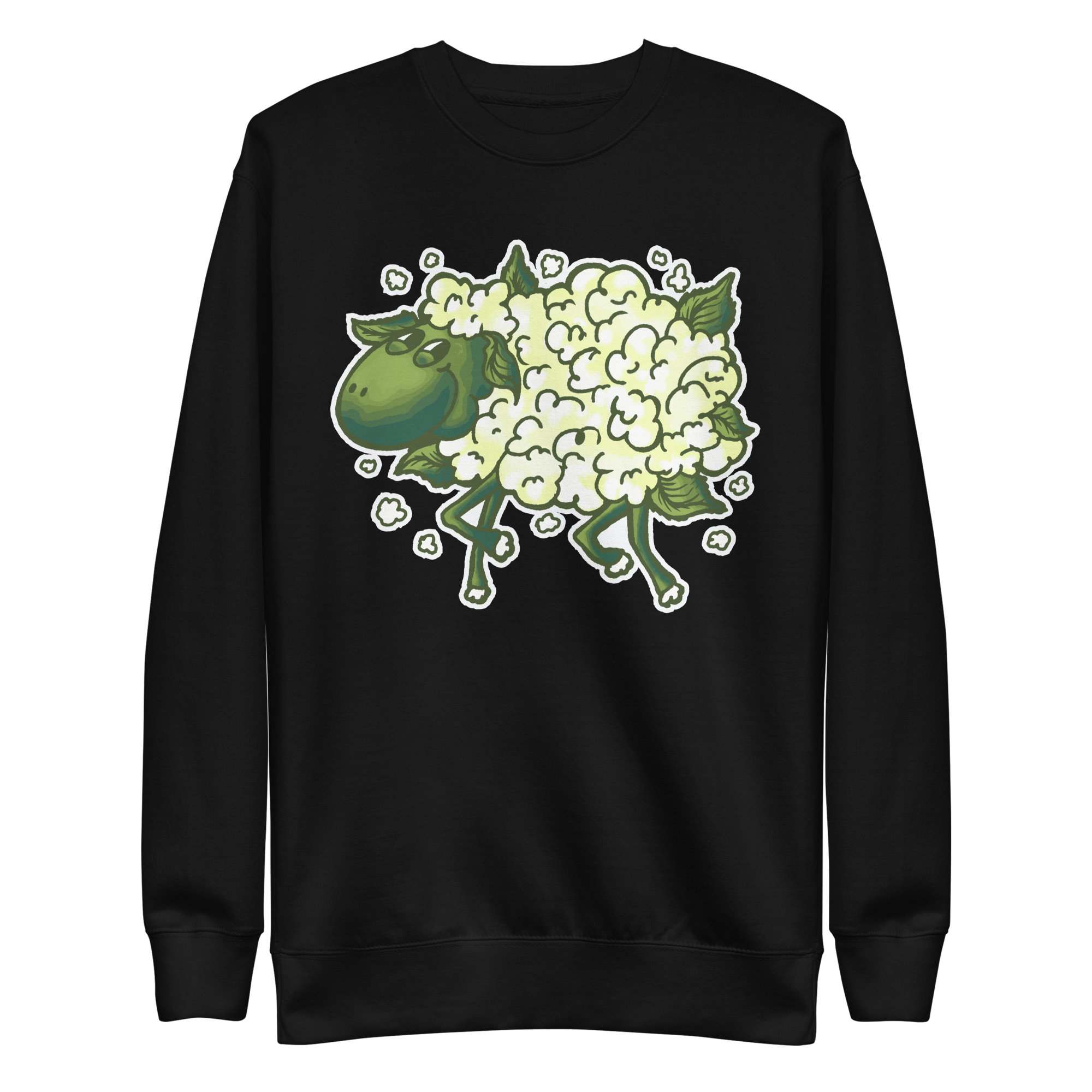 unisex-premium-sweatshirt-black-front-6a8a075078b77.png Cauliflower Sheep Sweatshirt