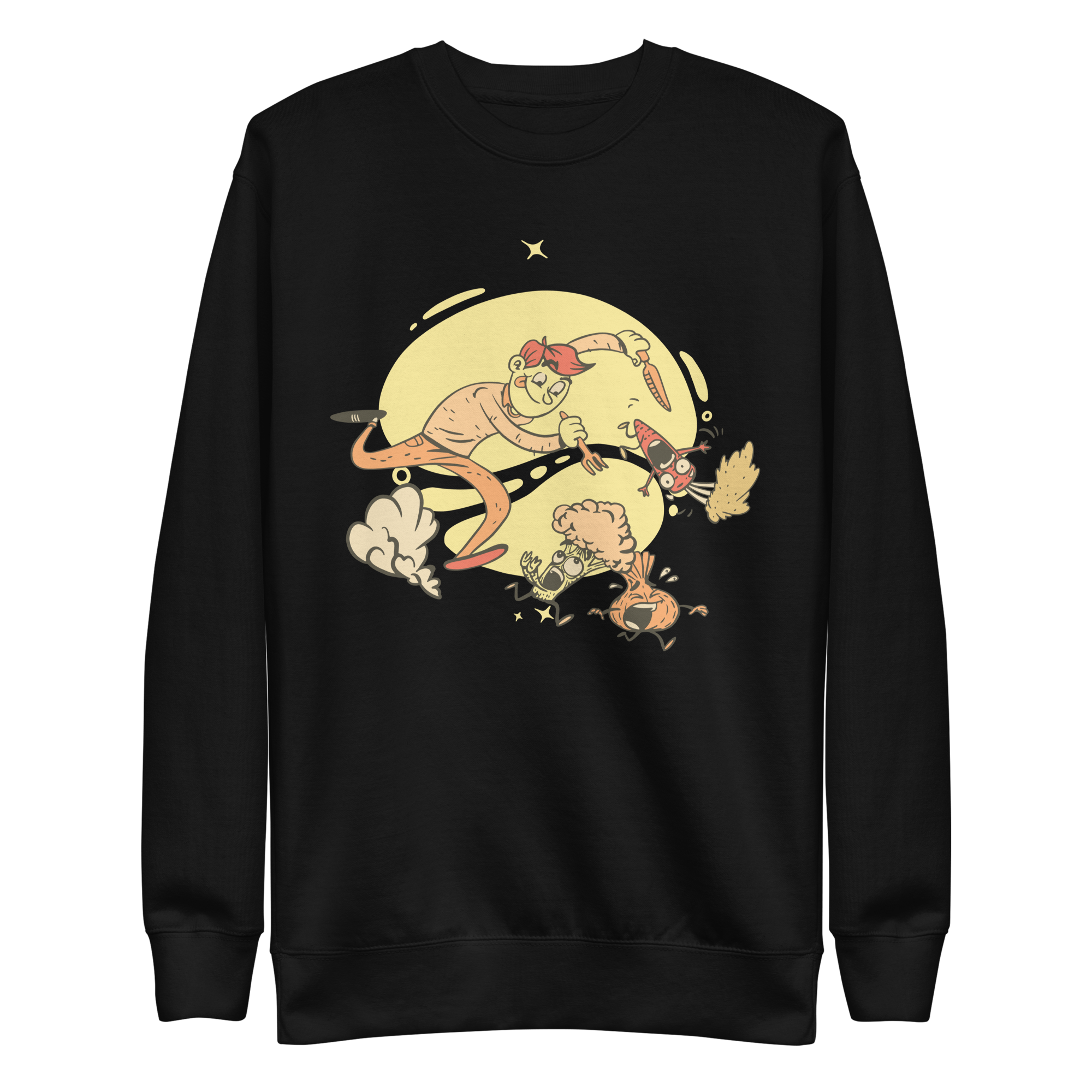 unisex-premium-sweatshirt-black-front-6a8a0795728ac.png Chasing Vegetables Sweatshirt