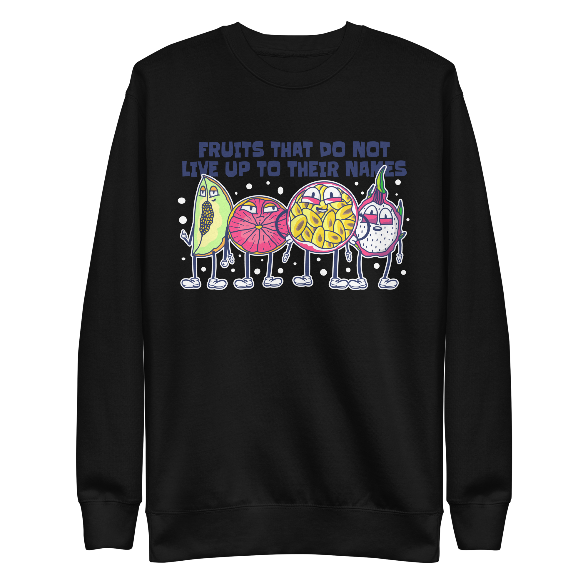 unisex-premium-sweatshirt-black-front-6a8a07e584659.png Fruit Characters Sweatshirt