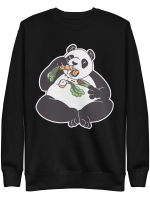 unisex-premium-sweatshirt-black-front-6a8a0e0510291.png Panda Eating Sweatshirt