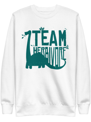 unisex-premium-sweatshirt-white-front-6a88b5461c179.png Team Herbivore Dinosaur Sweatshirt