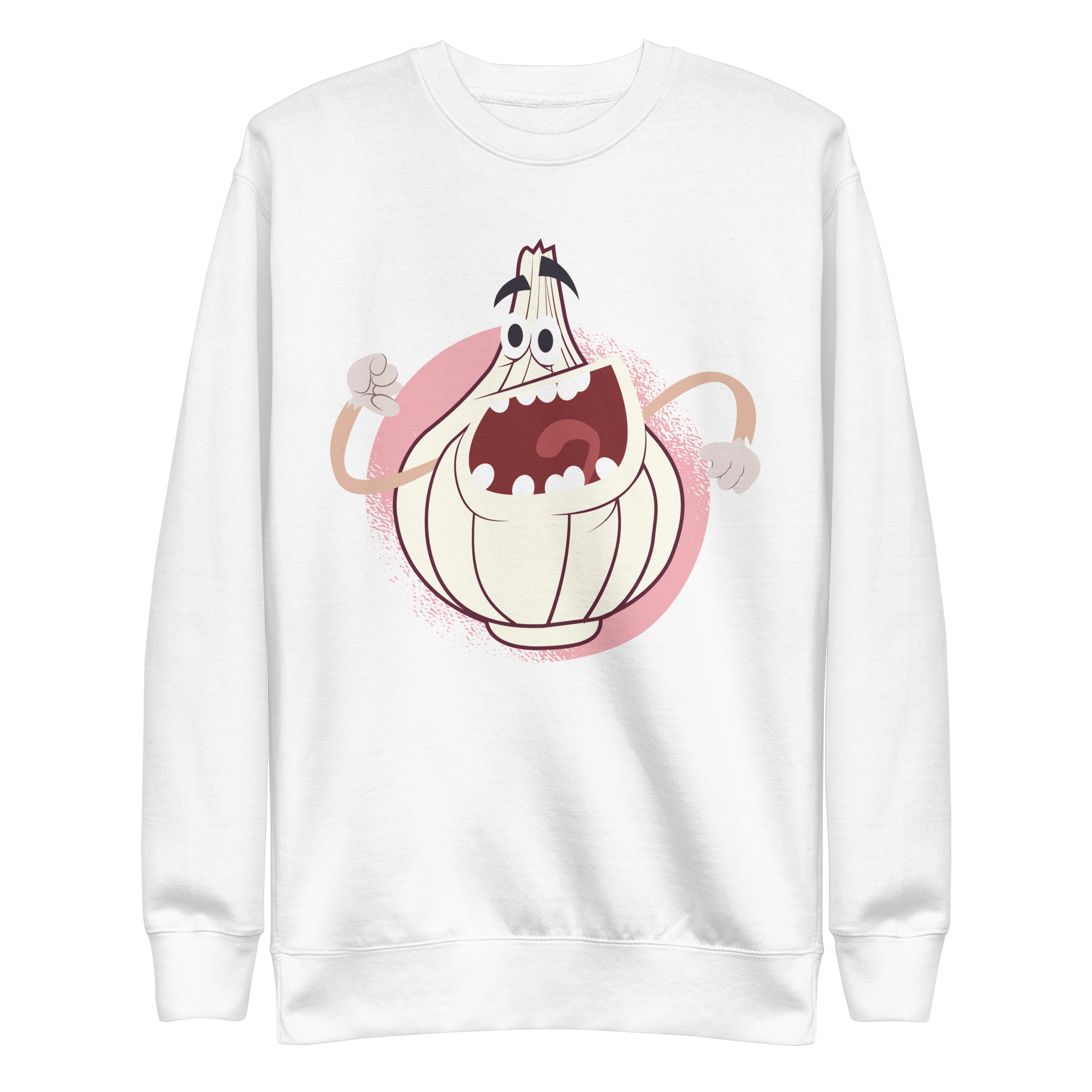unisex-premium-sweatshirt-white-front-6a88b887e995a.png Onion Laughing Sweatshirt