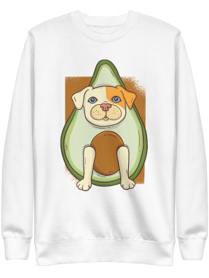 unisex-premium-sweatshirt-white-front-6a89b1915ceb9.png Avocado Dog Sweatshirt