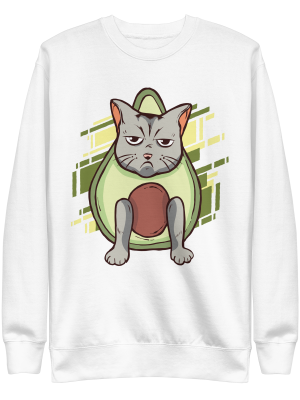 unisex-premium-sweatshirt-white-front-6a89b23f77458.png Grumpy Avocado Cat Sweatshirt