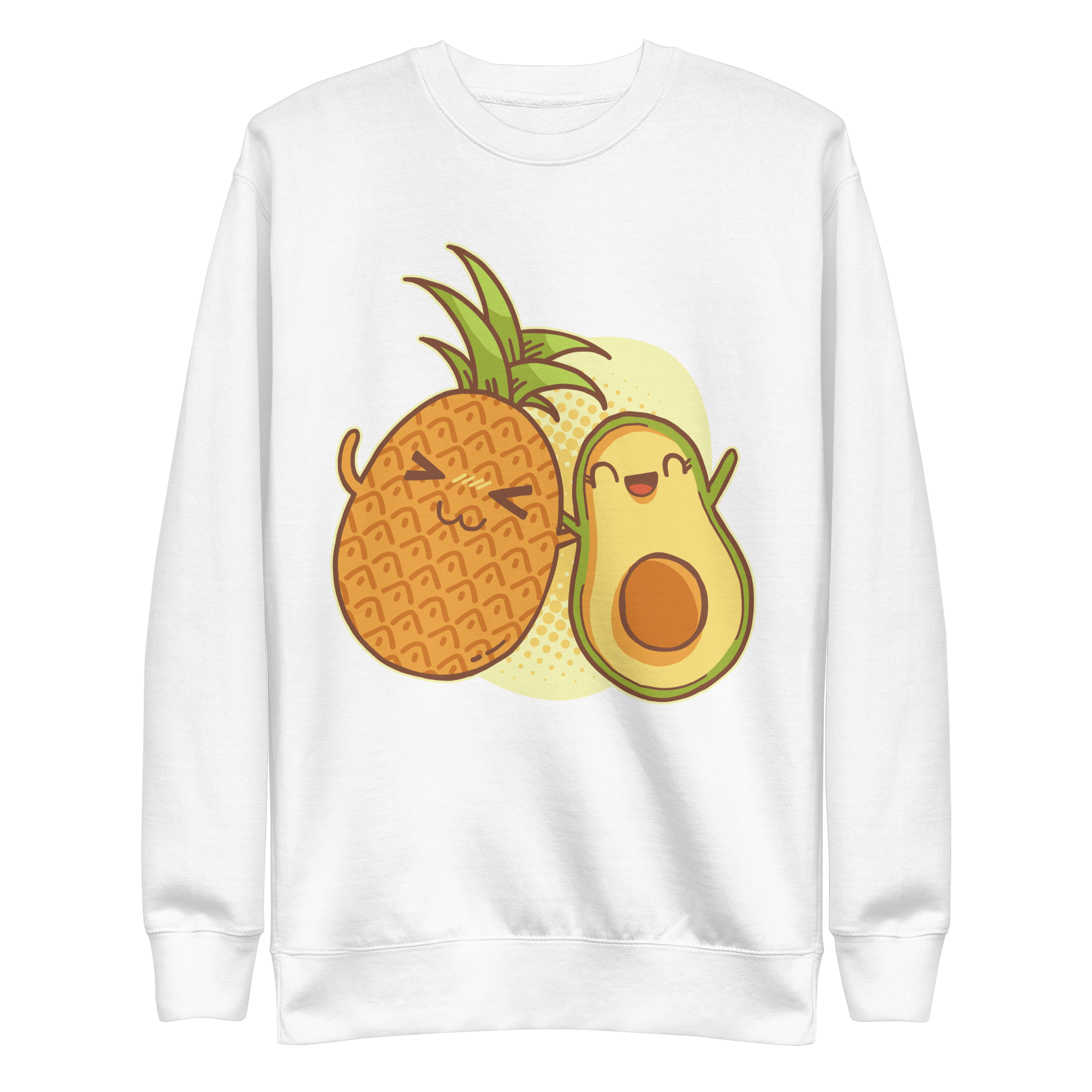 unisex-premium-sweatshirt-white-front-6a89cd3db2821.png Pineapple Avocado Friends Sweatshirt
