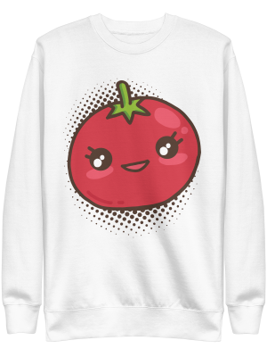 unisex-premium-sweatshirt-white-front-6a89ce3be350d.png Kawaii Tomato Sweatshirt