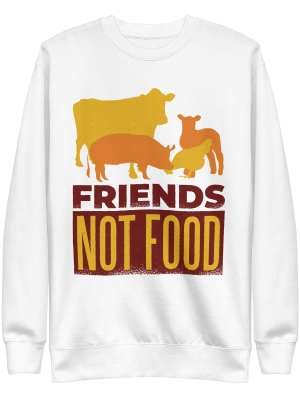 unisex-premium-sweatshirt-white-front-6a89d0f14801b.png Friends Not Food Sweatshirt