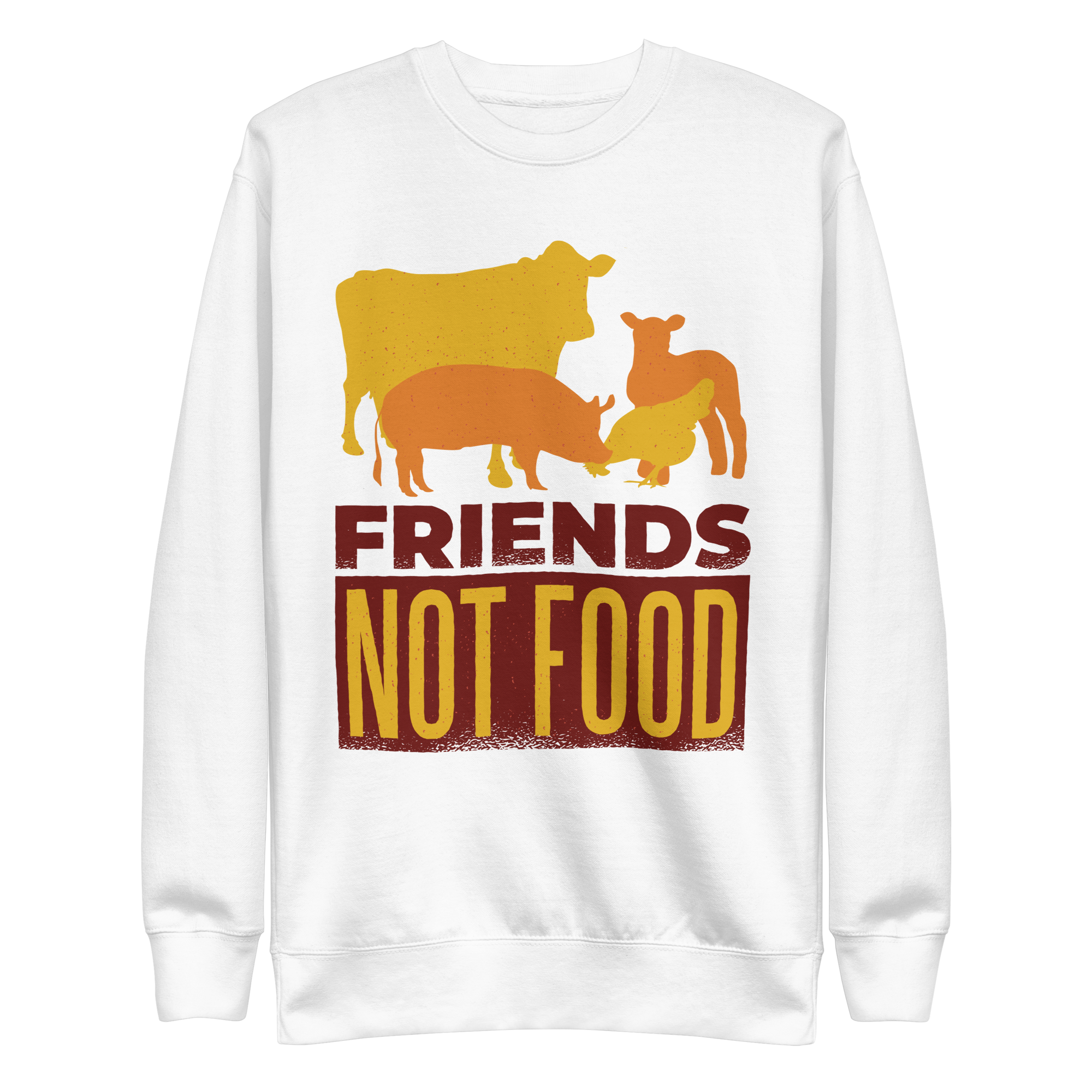 unisex-premium-sweatshirt-white-front-6a89d0f14801b.png Friends Not Food Sweatshirt