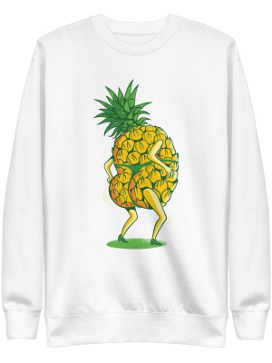 unisex-premium-sweatshirt-white-front-6a89d13aa4ed3.png Pineapple Dancing Sweatshirt