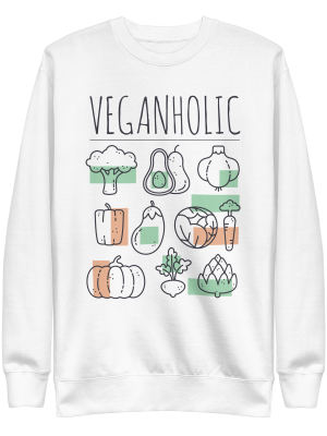 unisex-premium-sweatshirt-white-front-6a89d38f9c6b0.png Veganholic Sweatshirt