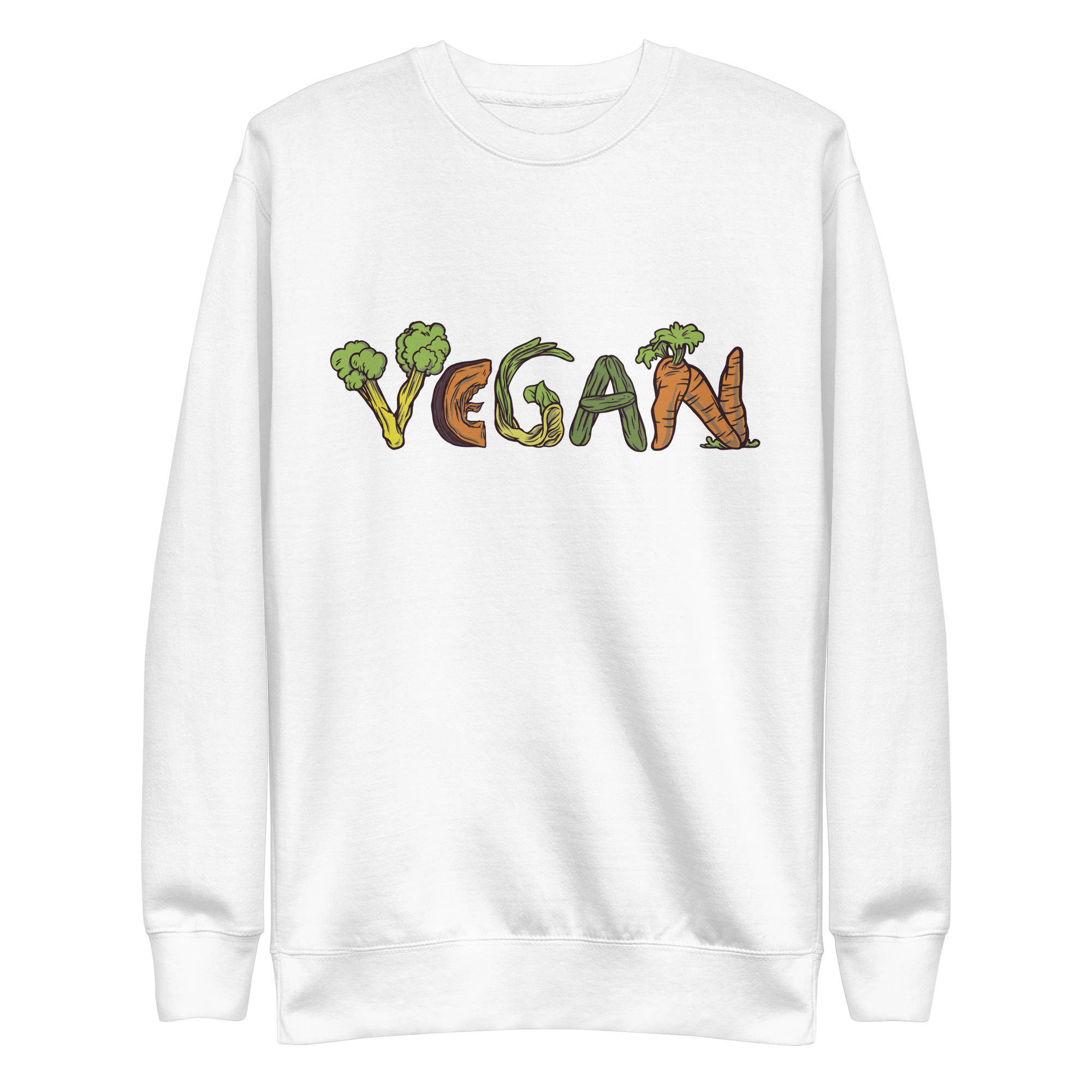 unisex-premium-sweatshirt-white-front-6a89d50a301d8.png Vegan Vegetables Sweatshirt
