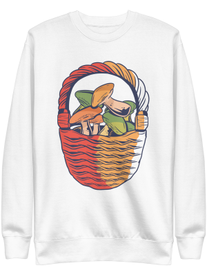 unisex-premium-sweatshirt-white-front-6a89f46bc121c.png Mushroom Basket Sweatshirt