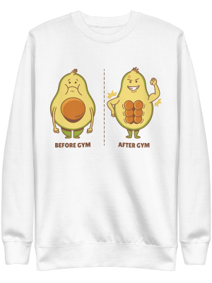 unisex-premium-sweatshirt-white-front-6a89f5087e71a.png Avocado Gym Sweatshirt