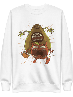 unisex-premium-sweatshirt-white-front-6a89f68bce80b.png Avocado Monster Sweatshirt