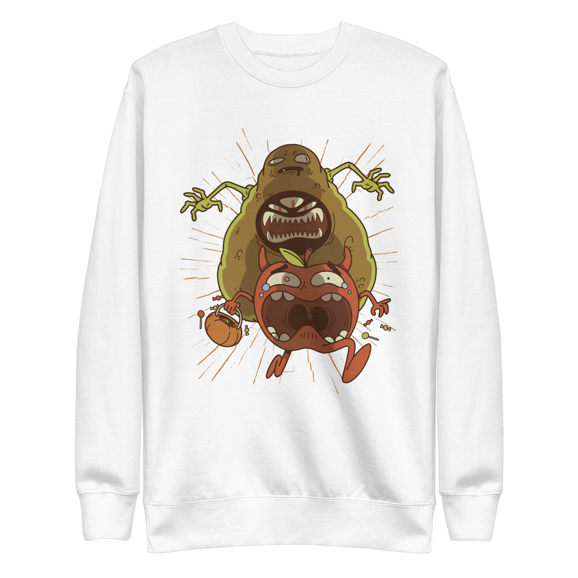 unisex-premium-sweatshirt-white-front-6a89f68bce80b.png Avocado Monster Sweatshirt