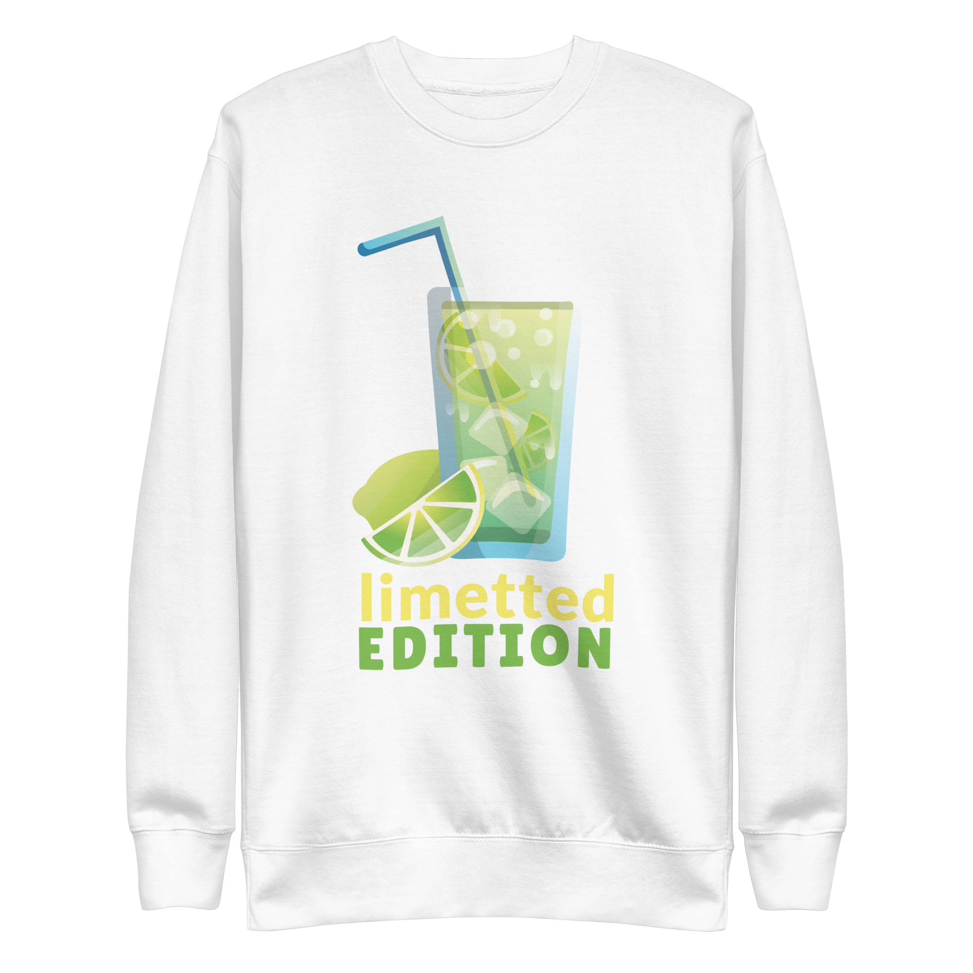 unisex-premium-sweatshirt-white-front-6a89fa72f1cdc.png Lime Beverage Sweatshirt
