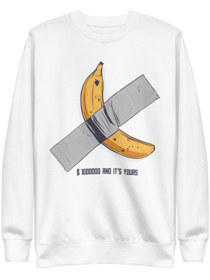 unisex-premium-sweatshirt-white-front-6a89fb6c6a2f9.png Taped Banana Art Sweatshirt