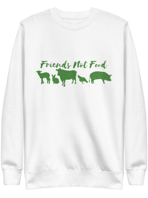 unisex-premium-sweatshirt-white-front-6a8a00031412c.png Friends Not Food Sweatshirt