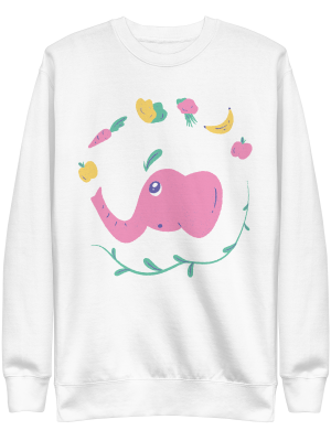 unisex-premium-sweatshirt-white-front-6a8a02e9c626a.png Vegan Elephant Sweatshirt